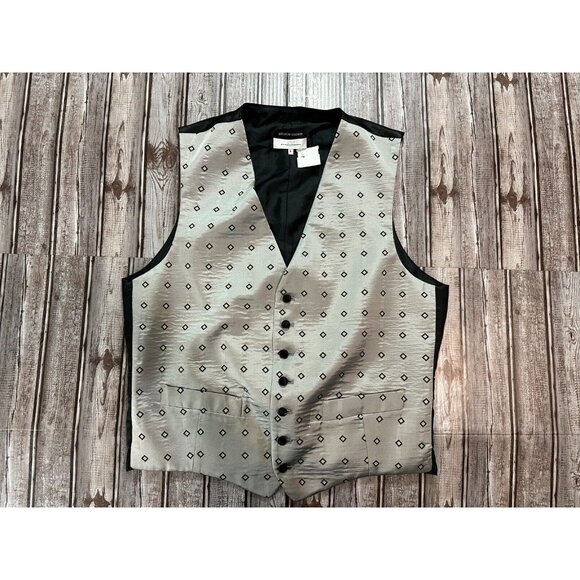 Daniel A. Hanson 100% Silk Waistcoat Vest Size L Gray / Black - Picture 1 of 5